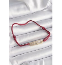 Kırmızı İpli Asansörlü Zirkon Taşlı Gold Messika Model Kadın Bileklik