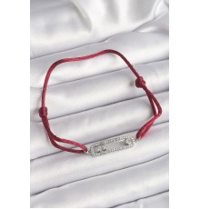 Kırmızı İpli Asansörlü Zirkon Taşlı Gümüş Messika Model Kadın Bileklik