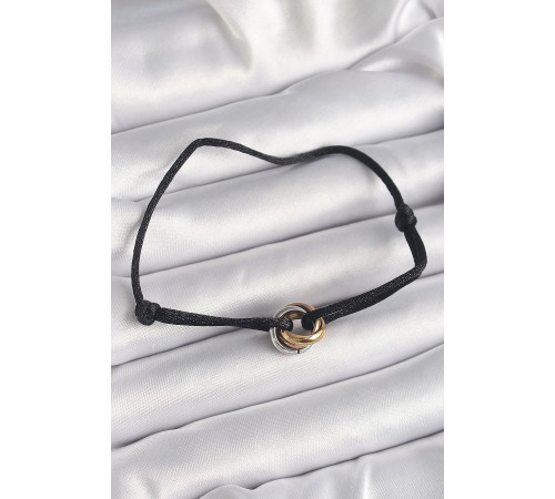 Siyah Renk İpli Asansörlü Mix Renk Çelik Halka Model Kadın Bileklik