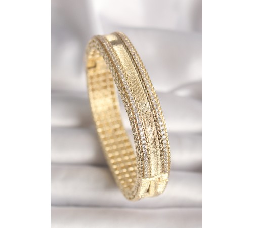 Pirinç Gold Renk Zirkon Taşlı Bileklik