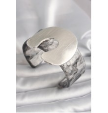 Siyah Mermer Desen Akrilik Plaka Vintage Kadın Bilezik