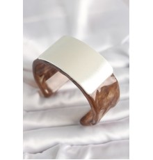 Kahverengi Mermer Desen Akrilik Plastik Gümüş Dikdörtgen Plaka Vintage Kadın Bilezik