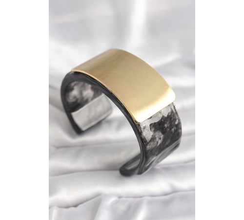 Siyah Mermer Desen Akrilik Plastik Gol Dikdörtgen Plaka Model Vingtage Kadın Bilezik