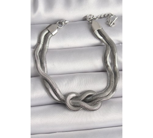 316L Çelik Gümüş Renk Düğüm Model Kadın Bileklik