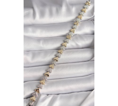 Pirinç Mix Renk Zirkon Taşlı Kalp Model VIP Seri Kadın Bileklik