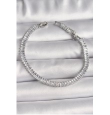 Pirinç Gümüş Renk Zirkon Taşlı Su Yolu Model Kadın Bileklik