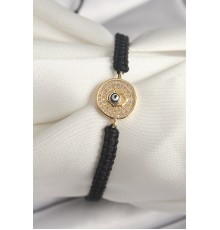 Pirinç Gold Renk Zirkon Taşlı Nazar Boncuk İşleme Makrome Asansörlü Model Kadın Bileklik