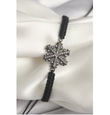 Pirinç Füme Renk Zirkon Taşlı Kar Tanesi Figür Makrome Asansörlü Model Kadın Bileklik