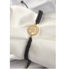 Pirinç Gold Renk Zirkon Taşlı Taç Figür Asansörlü Makrome Model Kadın Bileklik