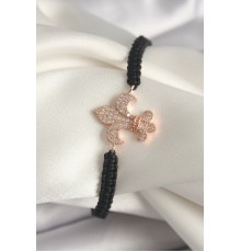 Pirinç Rose Renk Zirkon Taşlı Zambak Model Asansörlü Makrome Model Kadın Bileklik