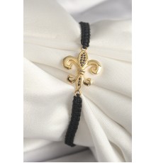 Pirinç Gold Renk Zirkon Taş İşlemeli Zambak Figür Asansörlü Makrome Model Kadın Bileklik