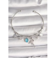 Pirinç Gümüş Renk Sallantı Zirkon Taşlı Filaminga Figür Charm Kadın Bileklik