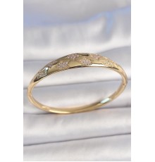 Pirinç Gold Renk Zirkon Taşlı Yıldız İşlemeli Kadın Kelepçe