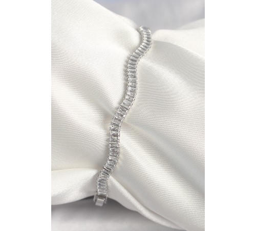 Pirinç Gümüş Renk Su Yolu Zirkon Taşlı Model Kadın Bileklik