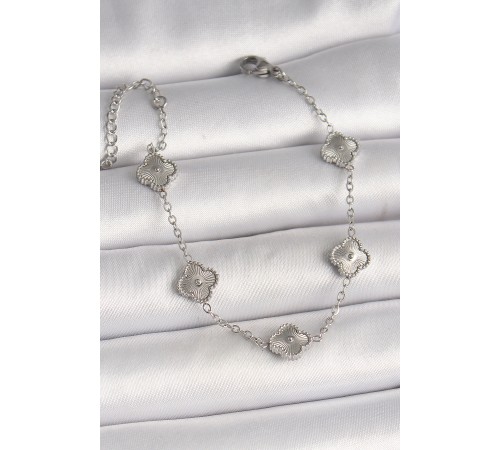 316L Çelik Gümüş Renk İşlemeli Baby Boy Yonca Model Kadın Bileklik