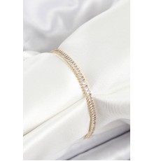 Pirinç Zirkon Taşlı İnce Su Yolu Model Gold Renk Kadın Bileklik