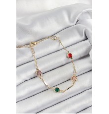 Pirinç Asorti Model Gold Renk Zirkon Taşlı Kadın Bileklik