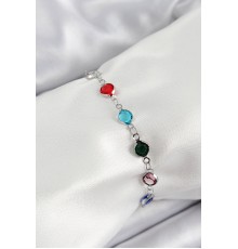 Pirinç Gümüş Renk Karışık Renk Zirkon Taşlı Kadın Bileklik