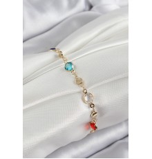 Pirinç Karışık Renk Zirkon Taşlı Gold Renk Kadın Bileklik