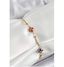 Pirinç Gold Renk Karışık Renk Yonca Zirkon Taşlı Kadın Bileklik