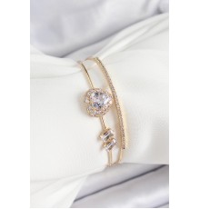Pirinç Gold Renk Kalpli Zirkon Taşlı Kadın Bileklik