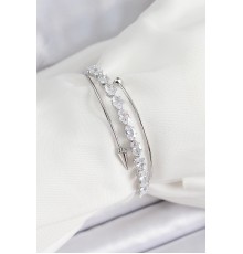 Pirinç Gümüş Renk Arpa Zirkon Taşlı Kadın Bileklik