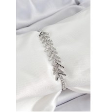 Pirinç Gümüş Renk Zirkon Taşlı Balık Sırtı Kadın Bileklik