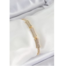 Pirinç Gold Renk Zirkon Taşlı Kemik Model Kadın Bileklik