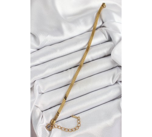 316L Çelik Gold Renk Yassı Zincir Model Kadın Bileklik