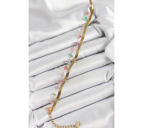 316L Çelik Gold Renk Kristal Karışık Renkli Taşlı Kadın Bileklik