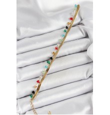 316L Çelik Gold Renk Kristal Karışık Renkli Taşlı 2'li Kadın Bileklik