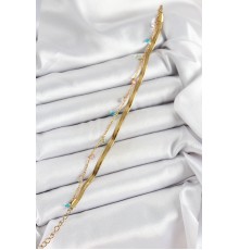 316L Çelik Gold Renk Karışık Renkli Kristal Taşlı 2'li Kadın Bileklik