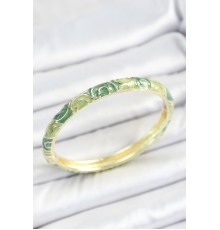 Mineli Pirinç Yeşil Sarmal Desenli Gold Renk Kadın Kelepçe