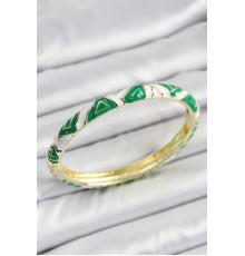 Mineli Pirinç Yeşil Beyaz Motifli Kadın Kelepçe