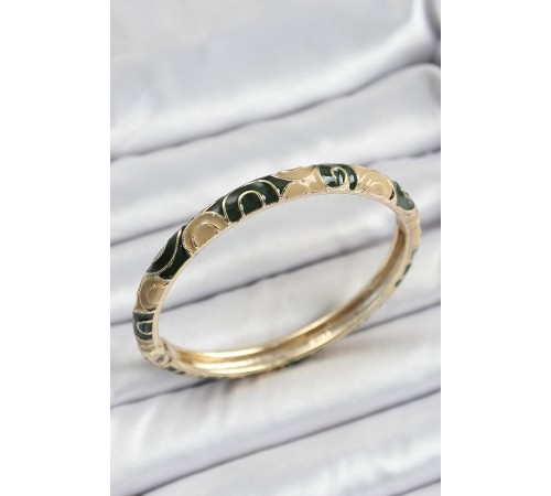 Mineli Pirinç Siyah ve Kahverengi Motifli Kadın Kelepçe