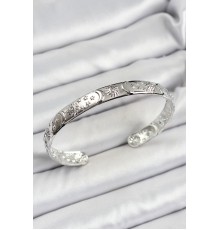 Pirinç Gümüş Renk İşlemeli Altı Açık Bileklik