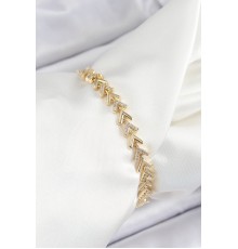 Pirinç Sıralı Ok Model Zirkon Taşlı Gold Renk VİP Seri Kadın Bileklik