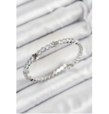 Pirinç Zirkon Taşlı Kalp Model Gümüş Renk Yaylı Kadın Bileklik