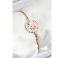 316L Çelik Zincir Mineli Sanatsal Portre Zirkon Taşlı Gezegen Model Gold Renk Kadın Bileklik