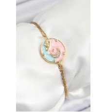 316L Çelik Zincir Mineli Sanatsal Portre Zirkon Taşlı Gezegen Model Gold Renk Kadın Bileklik