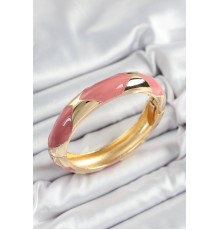 Pirinç Pembe Mineli Baklava Model Gold Renk Kadın Kelepçe