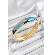 Pirinç Mavi Beyaz Mineli Baklava Model Gold Renk Kadın Kelepçe