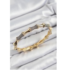 Pirinç Zirkon Taşlı Kemik Model Gold Renk Vip Kadın Bileklik