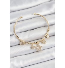 Pirinç Zirkon Taşlı Yıldız Model Gold Renk Charm Bileklik
