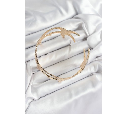 Pirinç Sıralı Deniz Yıldızı Model Gold Renk Kadın Pazu Bileklik