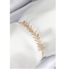 Pirinç Zirkon Taşlı Sıralı Ok Model Gold Renk Asansörlü Kadın Bileklik