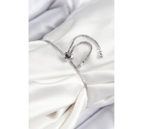 Pirinç Zirkon Taşlı X Detaylı Su Yolu Model Gümüş Renk Asansörlü Kadın Bileklik