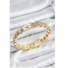 Pirinç Zirkon Taşlı Yıldız Model Gold Renk Lastikli Kadın Bileklik