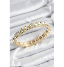 Pirinç Zirkon Taşlı Kare Model Gold Renk Lastikli Kadın Bileklik