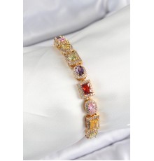 Pirinç Karışık Zirkon Taşlı Baget Model Gold Renk VIP Seri Kadın Bileklik